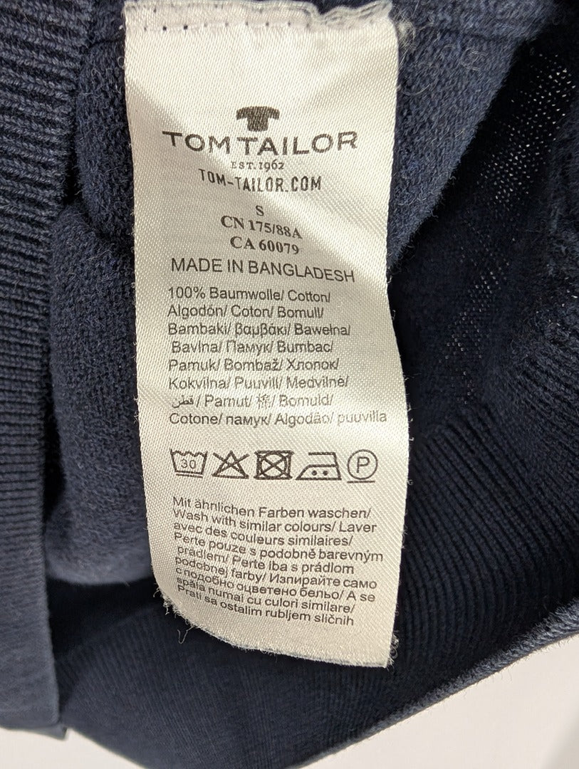 Pull homme Tom Tailor col V bleu marine coton