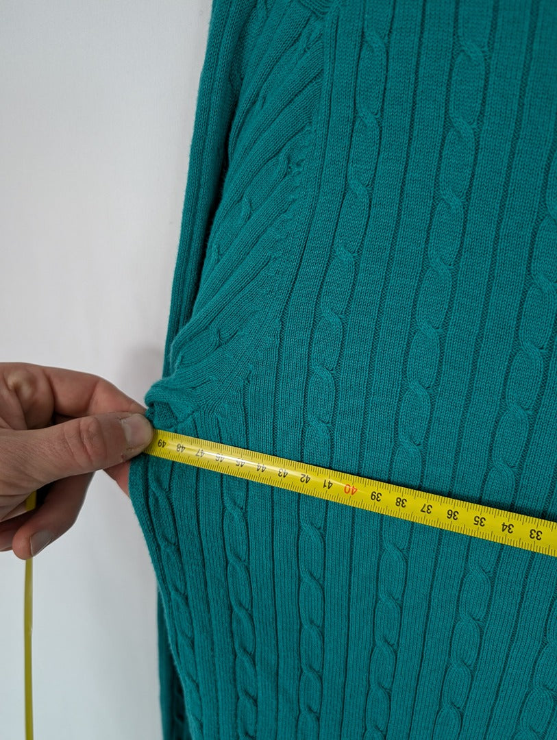 Pull vert côtelé Tommy Hilfiger coton L