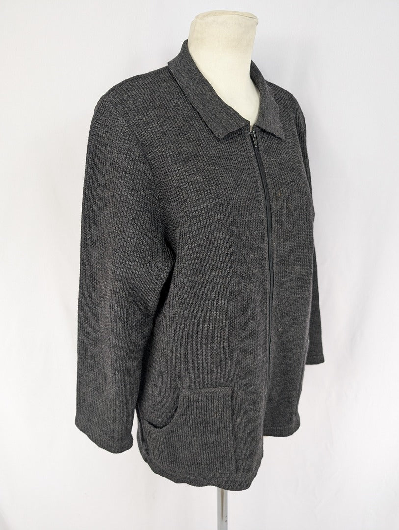 Gilet zippé en laine Val de Saire gris foncé