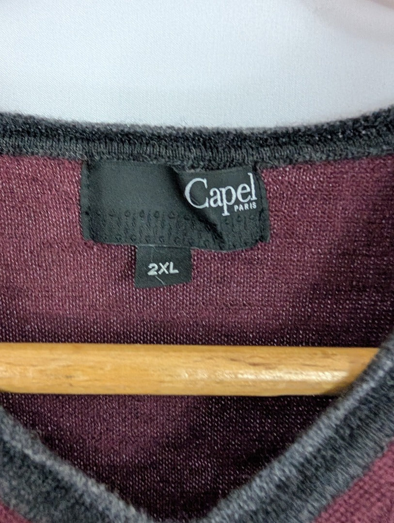 Pull col V Capel Paris - 2xl - Bordeaux