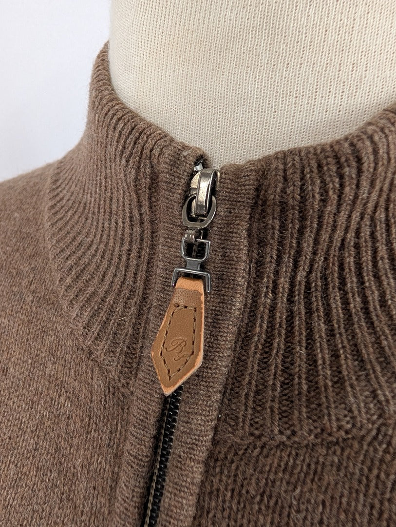 Gilet zippé marron en cachemire Bottega del Sarto M