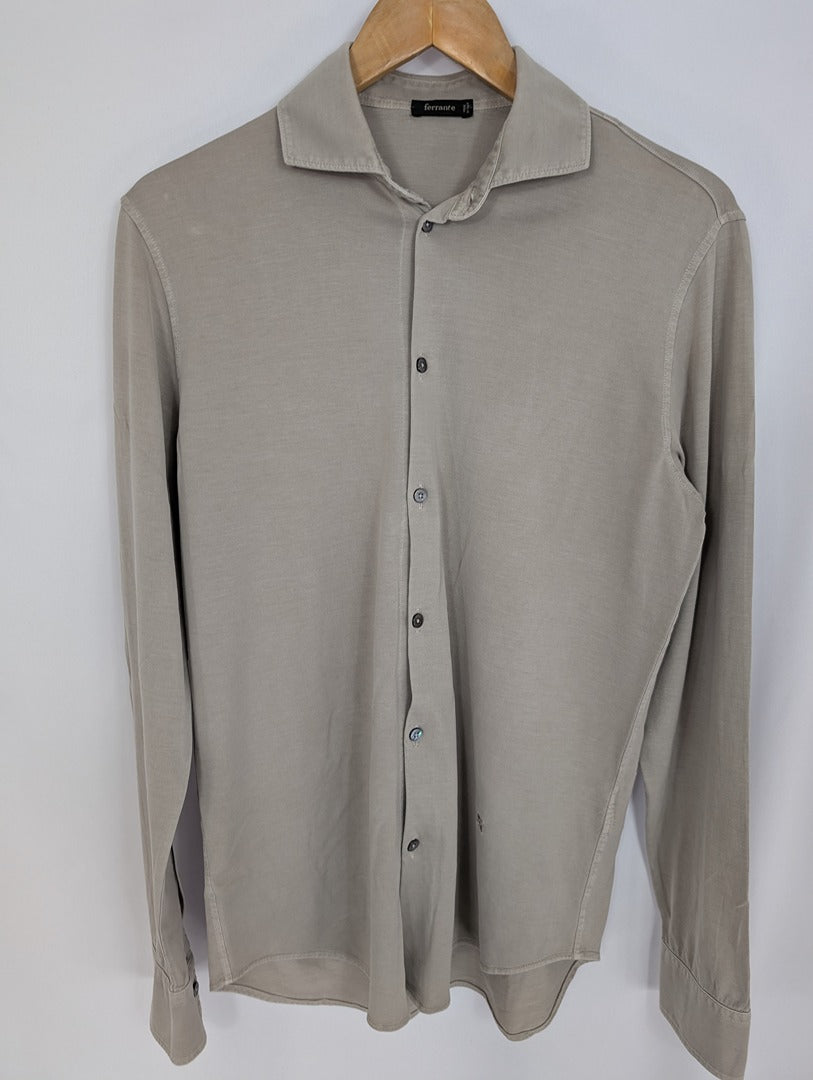 Chemise homme beige Ferrante 100% coton taille 48