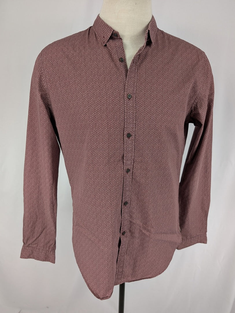 Chemise homme slim imprimée bordeaux taille L