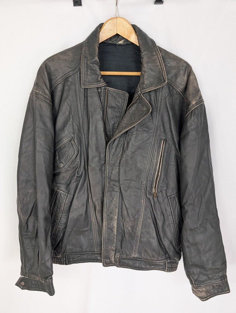 Veste en cuir d'agneau noir