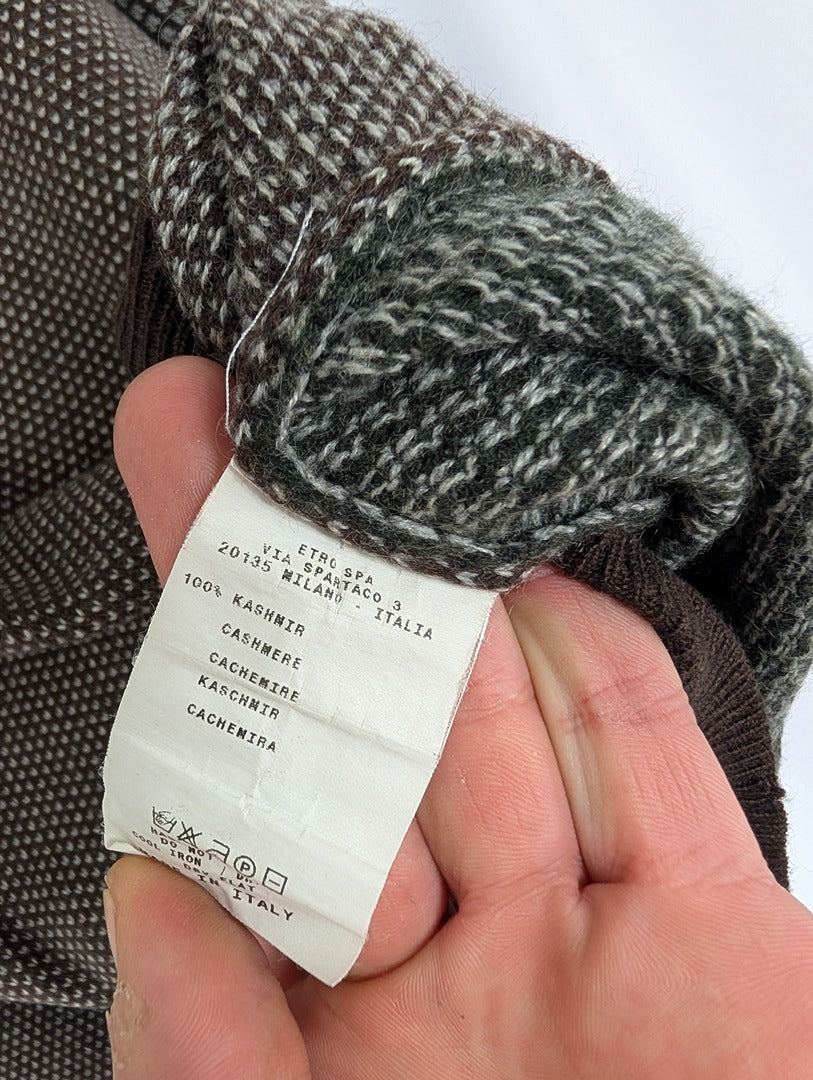 Pull V en cachemire Etro Milano marron et gris M