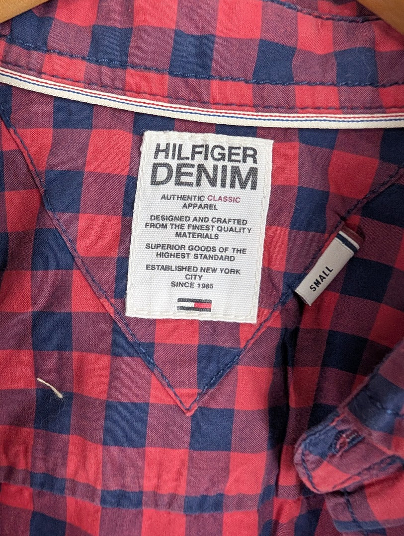 Chemise homme Hilfiger Denim à carreaux rouge et bleu