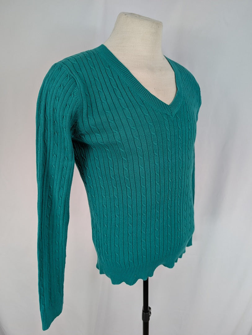 Pull vert côtelé Tommy Hilfiger coton L