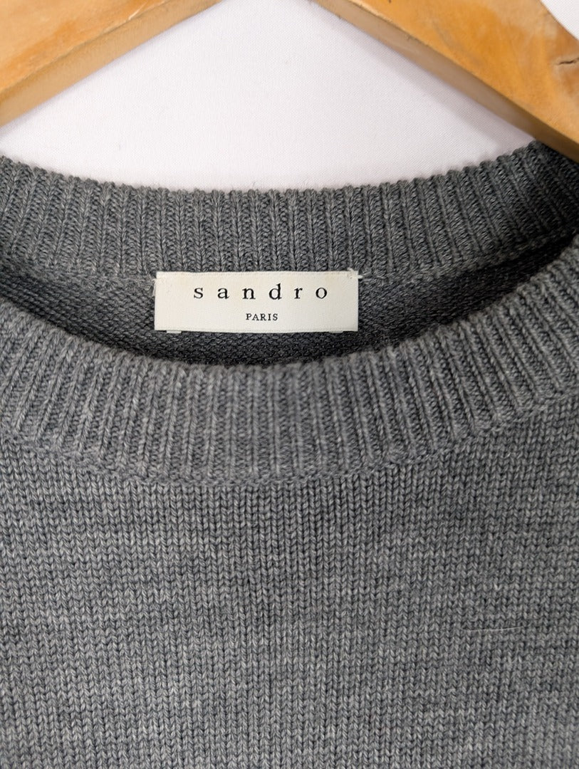 Pull gris Sandro Paris motif ours taille M