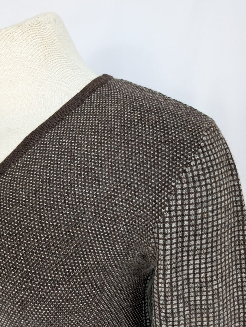 Pull V en cachemire Etro Milano marron et gris M