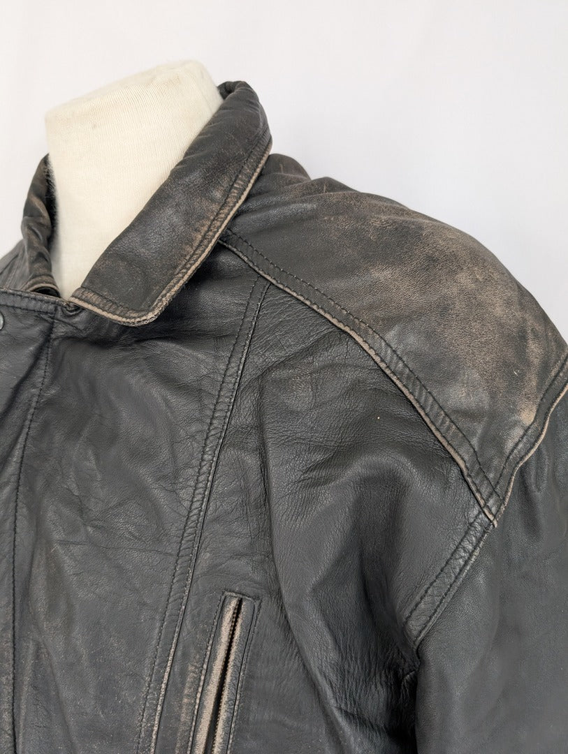 Veste en cuir d'agneau noir