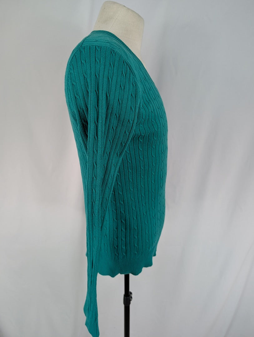 Pull vert côtelé Tommy Hilfiger coton L