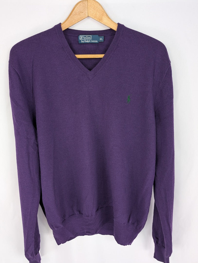 Pull violet en laine mérinos Polo Ralph Lauren Xl