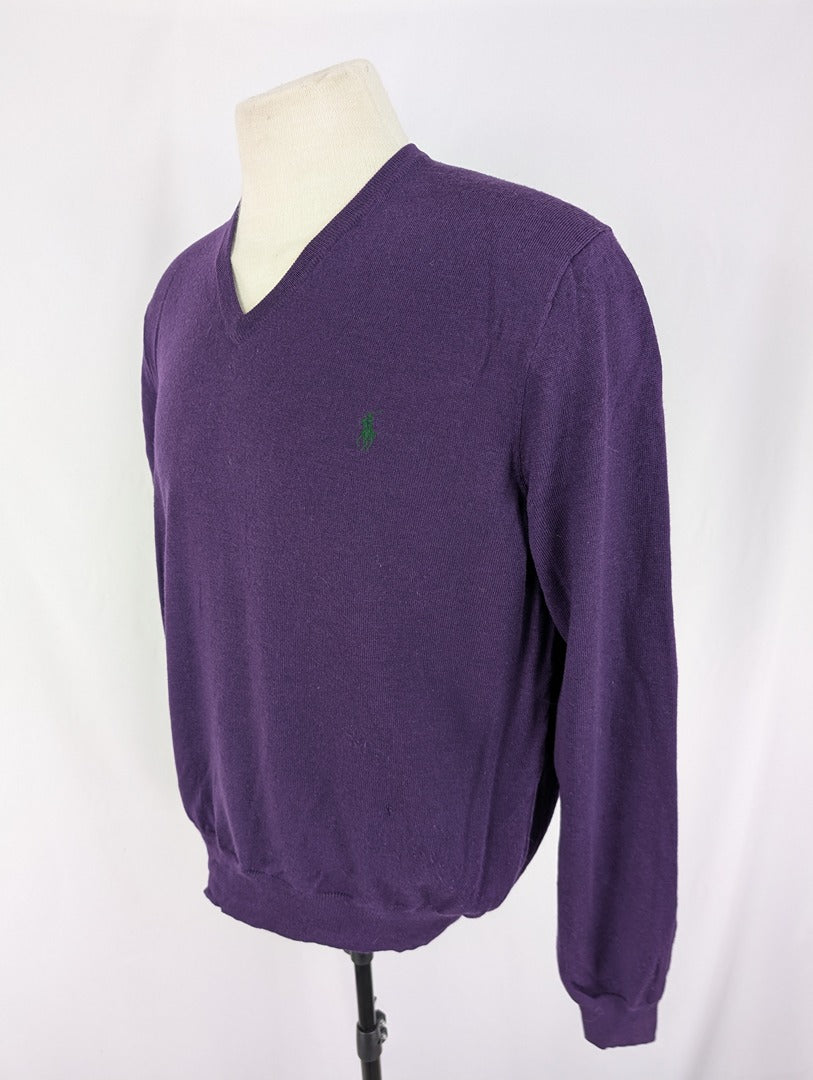 Pull violet en laine mérinos Polo Ralph Lauren Xl