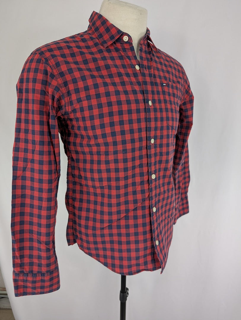 Chemise homme Hilfiger Denim à carreaux rouge et bleu
