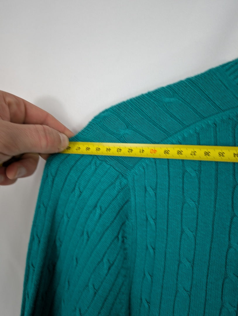 Pull vert côtelé Tommy Hilfiger coton L