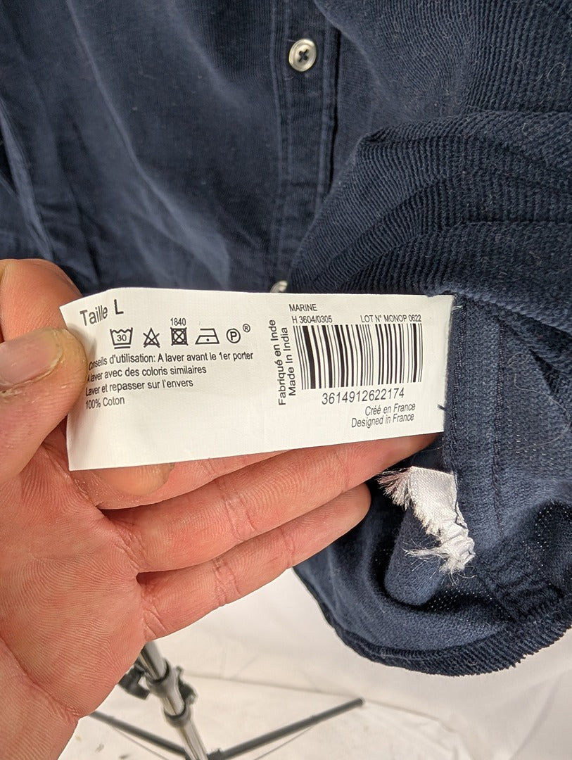 Chemise homme bleu marine en velours Monoprix L