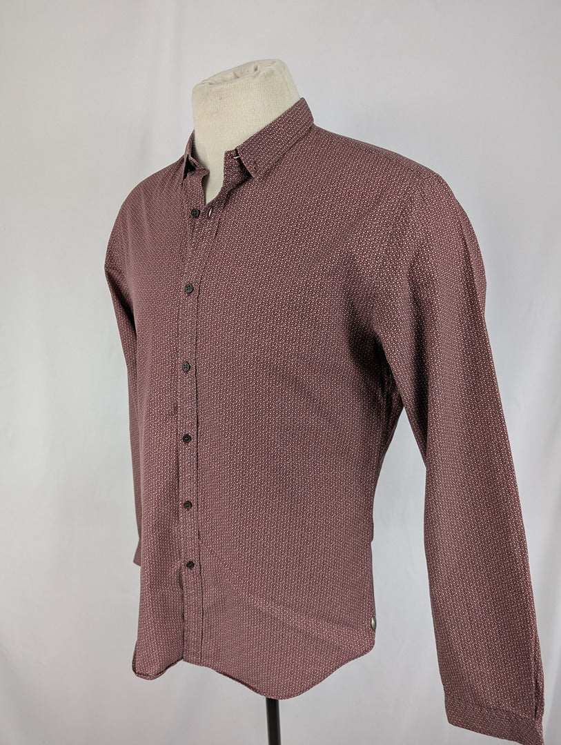 Chemise homme slim imprimée bordeaux taille L