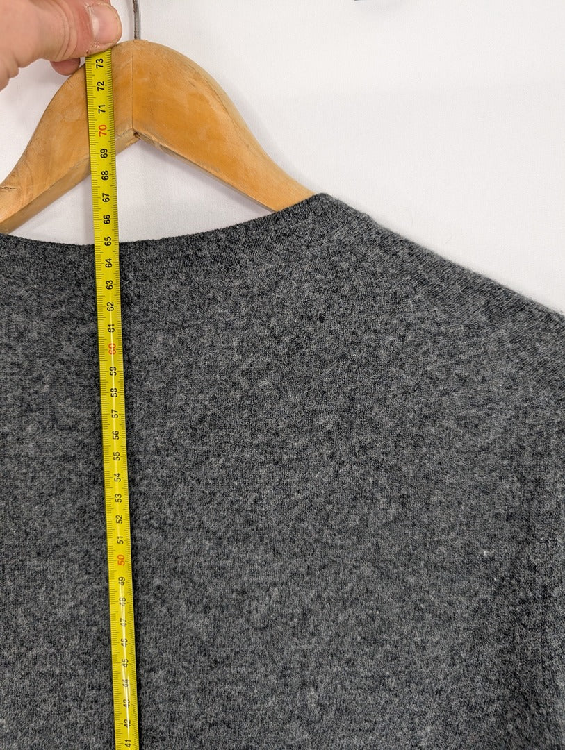 Pull col V laine gris et bleu United Colors of Benetton