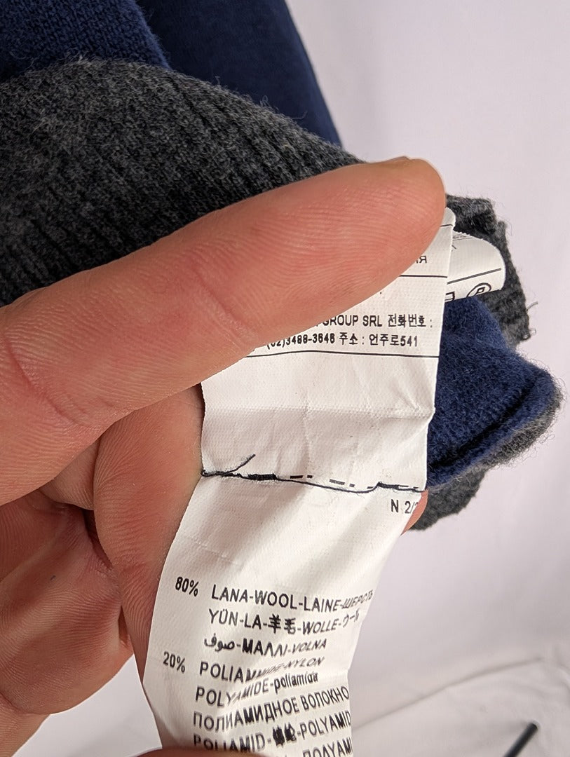 Pull col V laine gris et bleu United Colors of Benetton