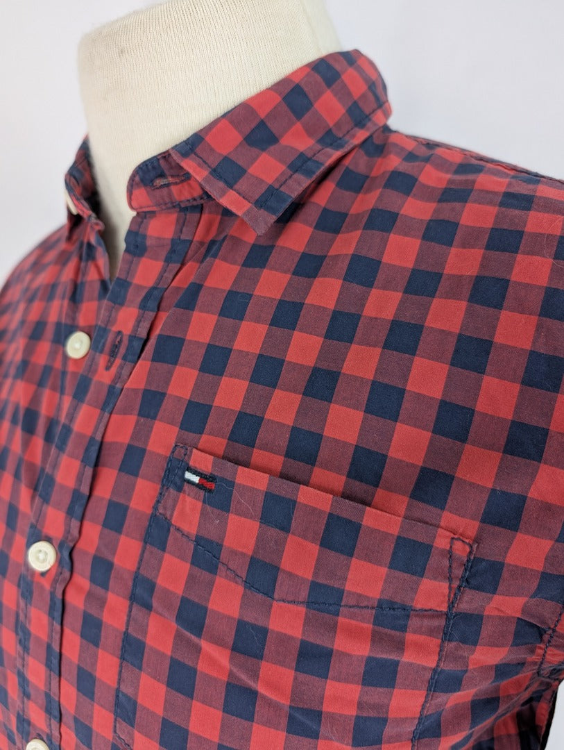 Chemise homme Hilfiger Denim à carreaux rouge et bleu