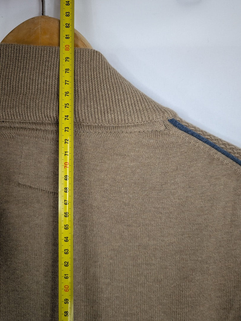 Pull homme Mln beige col zippé Xxl coton 100%