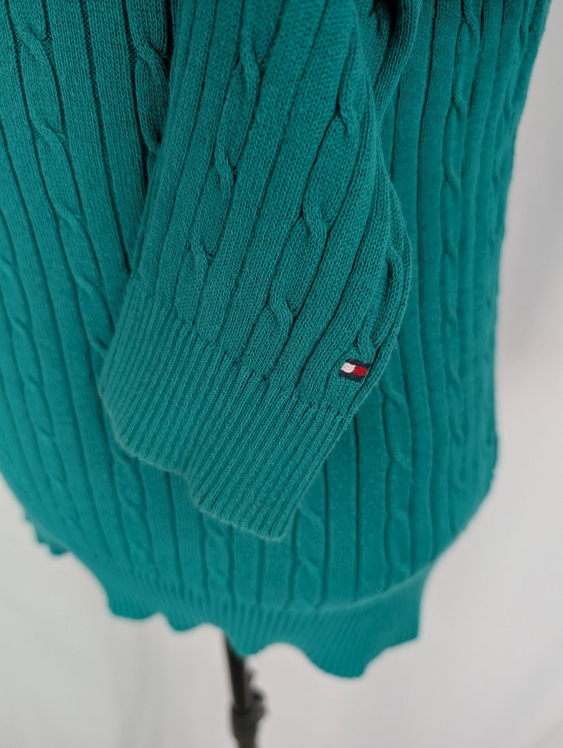Pull vert côtelé Tommy Hilfiger coton L