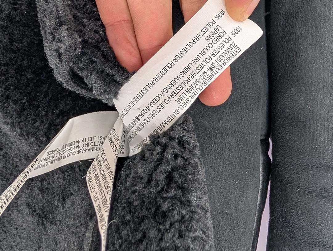 Veste Zara Man noire style biker en fausse fourrure