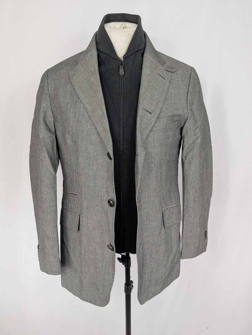Veste Corneliani Id grise taille 48r en coton lin