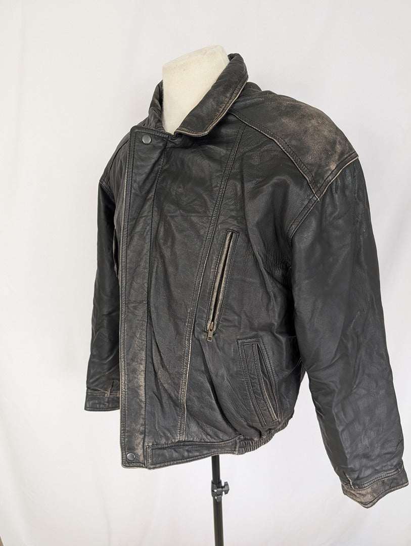 Veste en cuir d'agneau noir