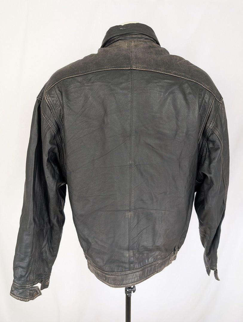 Veste en cuir d'agneau noir