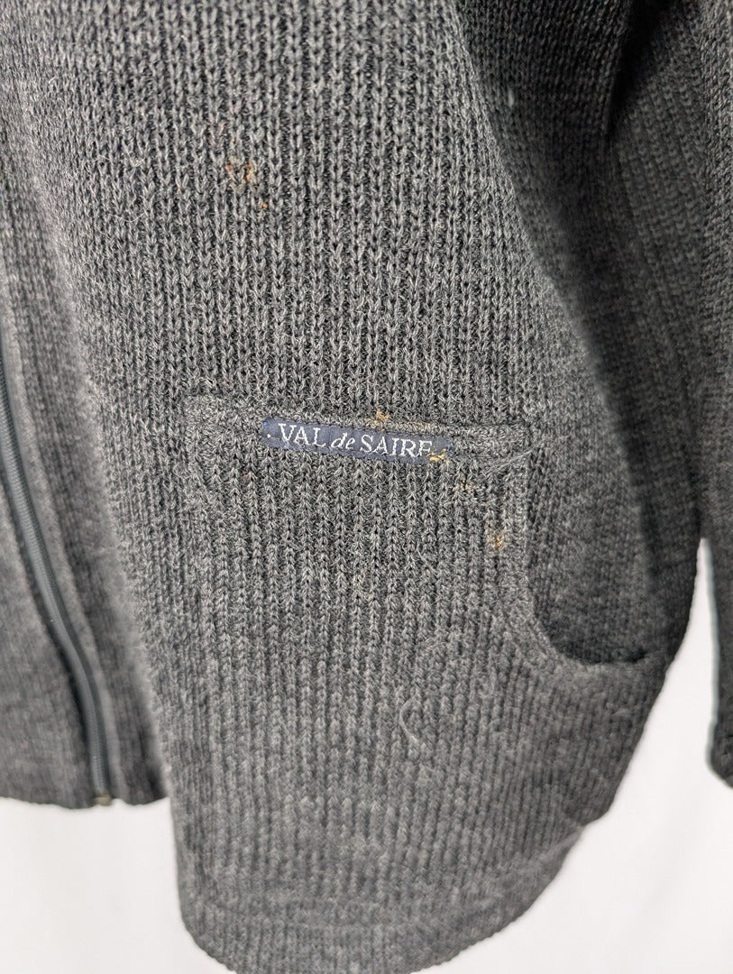 Gilet zippé en laine Val de Saire gris foncé
