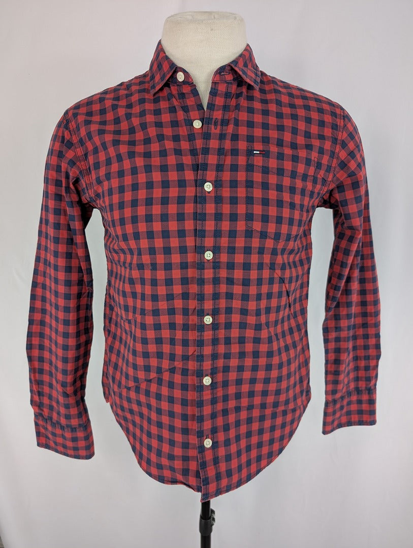 Chemise homme Hilfiger Denim à carreaux rouge et bleu