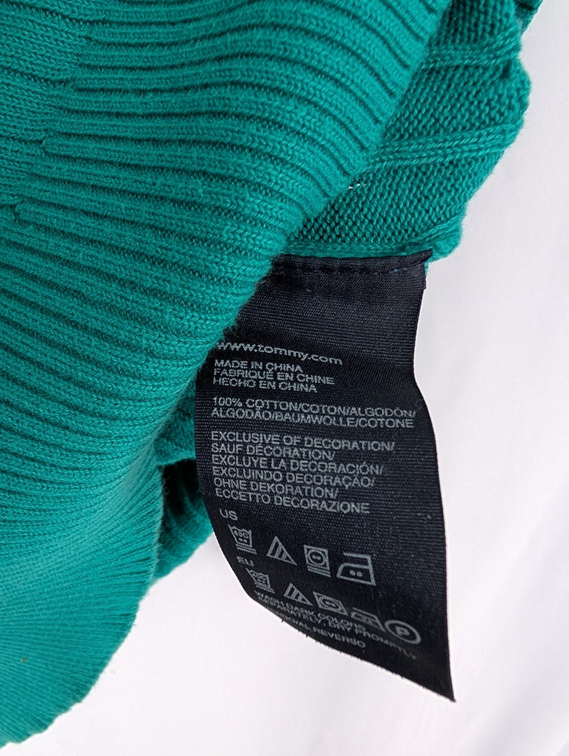 Pull vert côtelé Tommy Hilfiger coton L