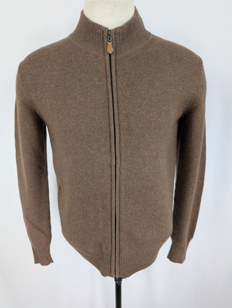 Gilet zippé marron en cachemire Bottega del Sarto M