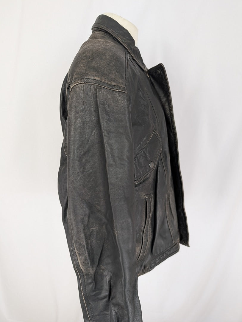 Veste en cuir d'agneau noir