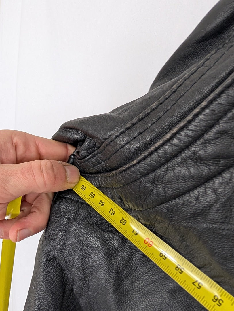 Veste en cuir d'agneau noir