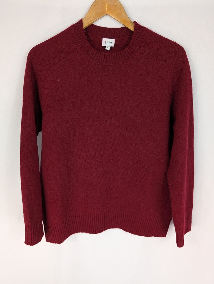 Pull homme Celio en laine bordeaux taille M