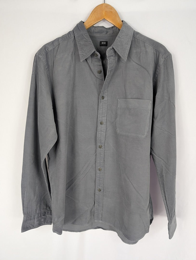 Chemise homme grise en coton Uniqlo taille L