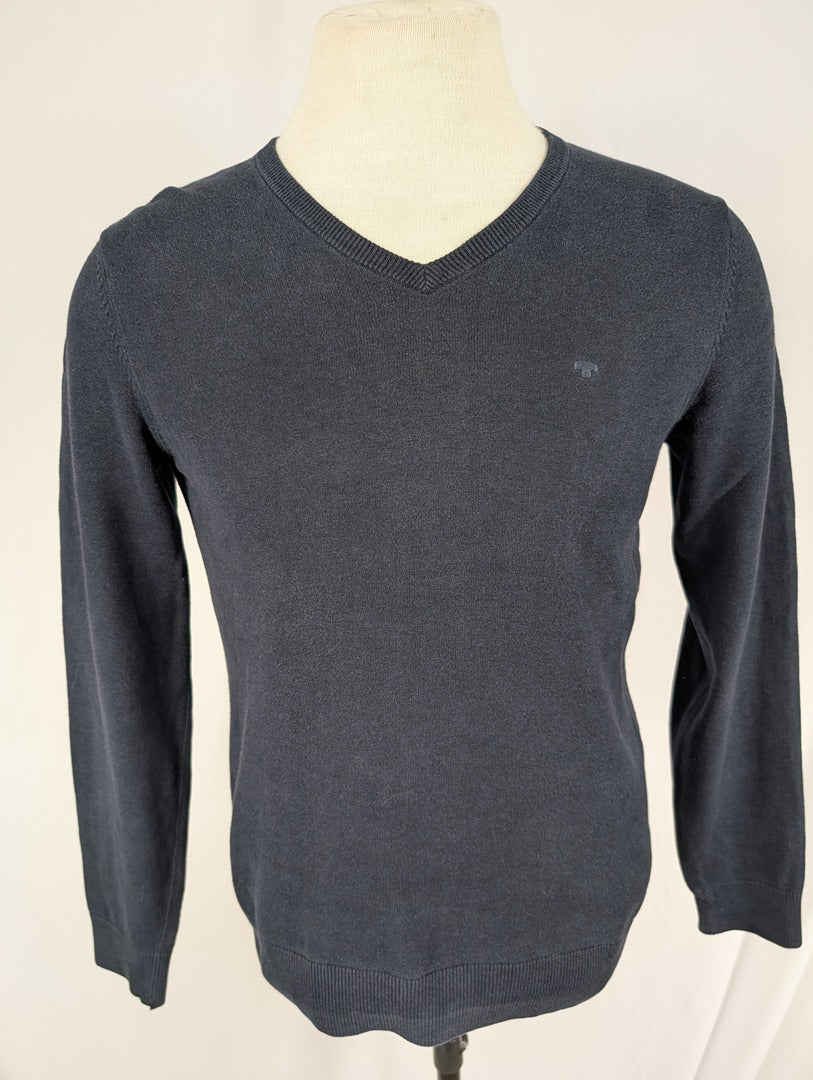 Pull homme Tom Tailor col V bleu marine coton