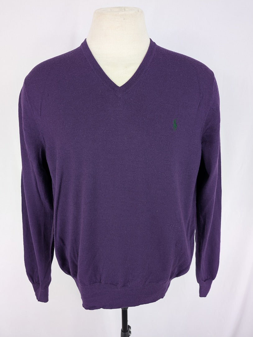 Pull violet en laine mérinos Polo Ralph Lauren Xl