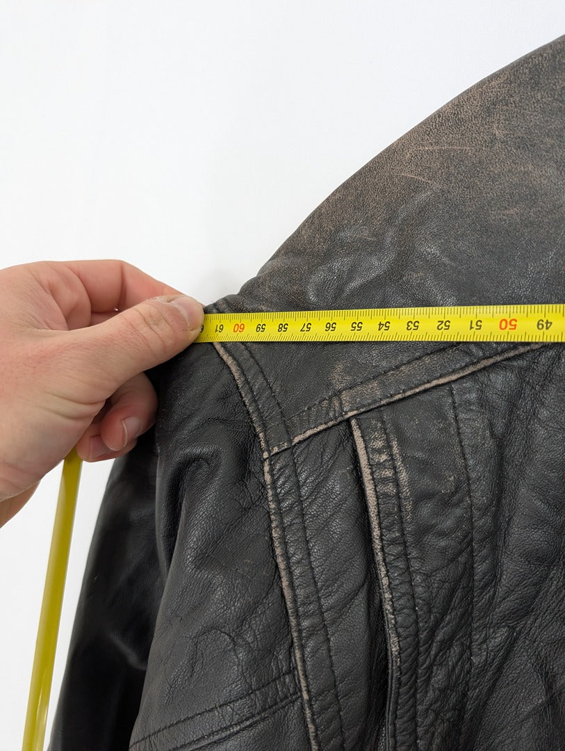 Veste en cuir d'agneau noir