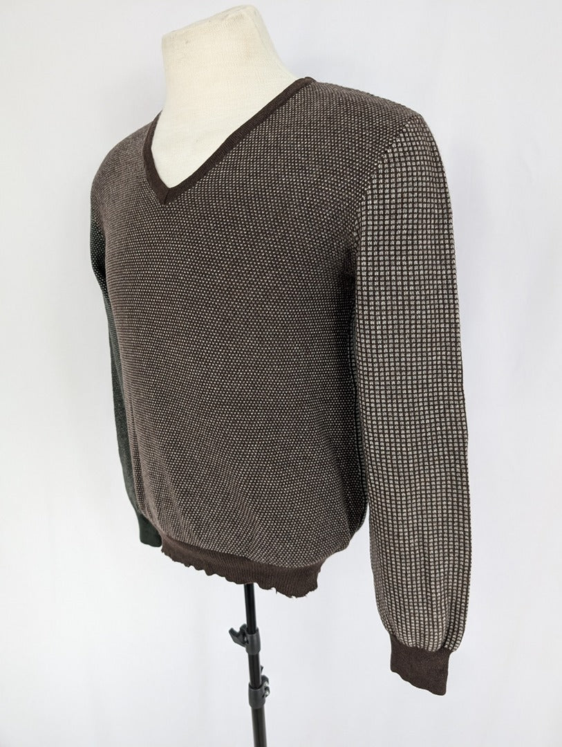 Pull V en cachemire Etro Milano marron et gris M