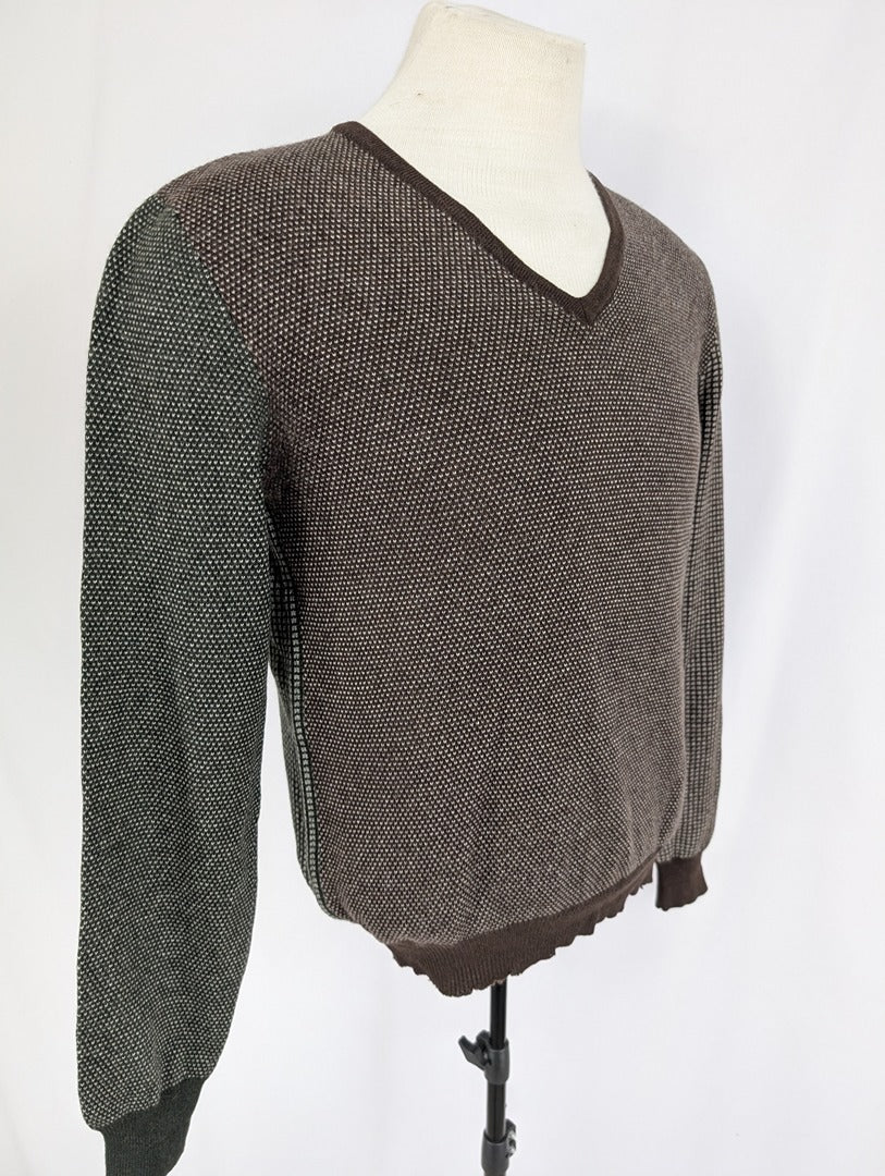 Pull V en cachemire Etro Milano marron et gris M