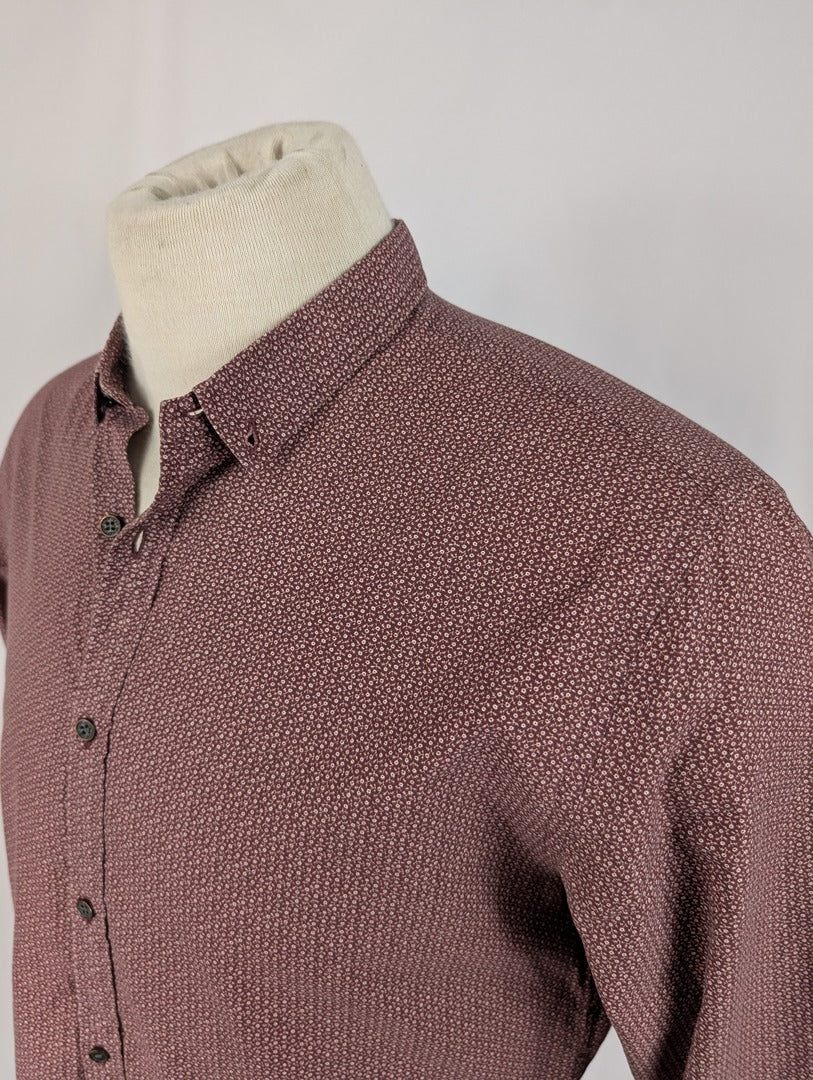 Chemise homme slim imprimée bordeaux taille L