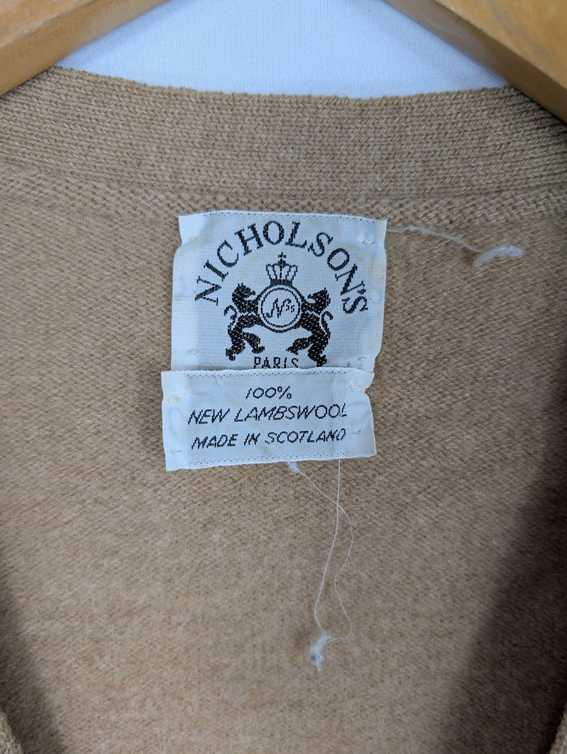 Cardigan homme beige en laine d'agneau Nichols