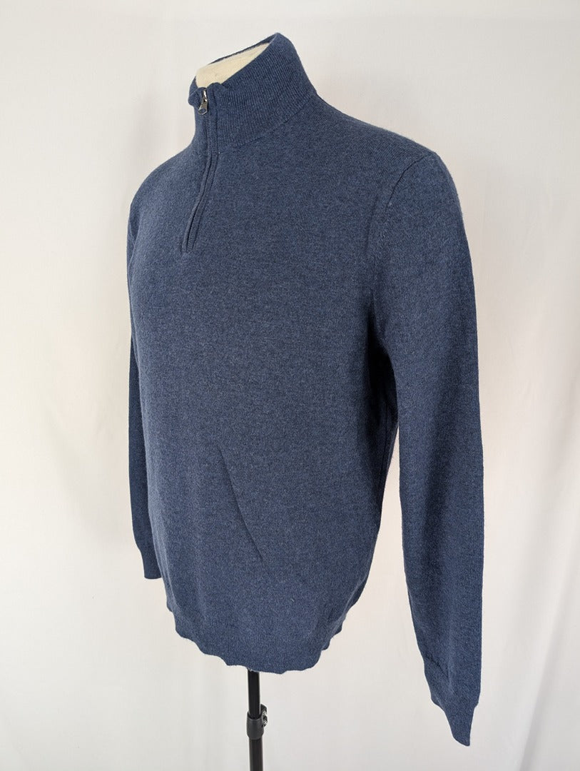 Pull homme bleu Monoprix col zippé taille L