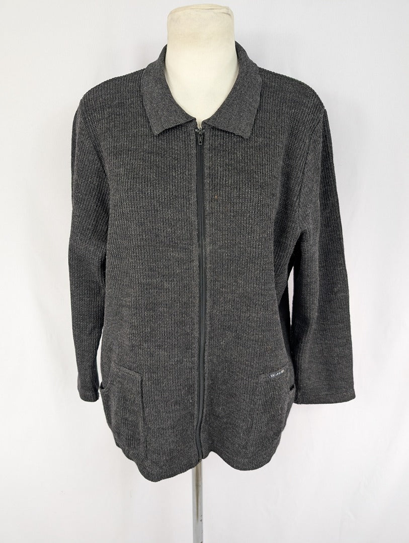 Gilet zippé en laine Val de Saire gris foncé