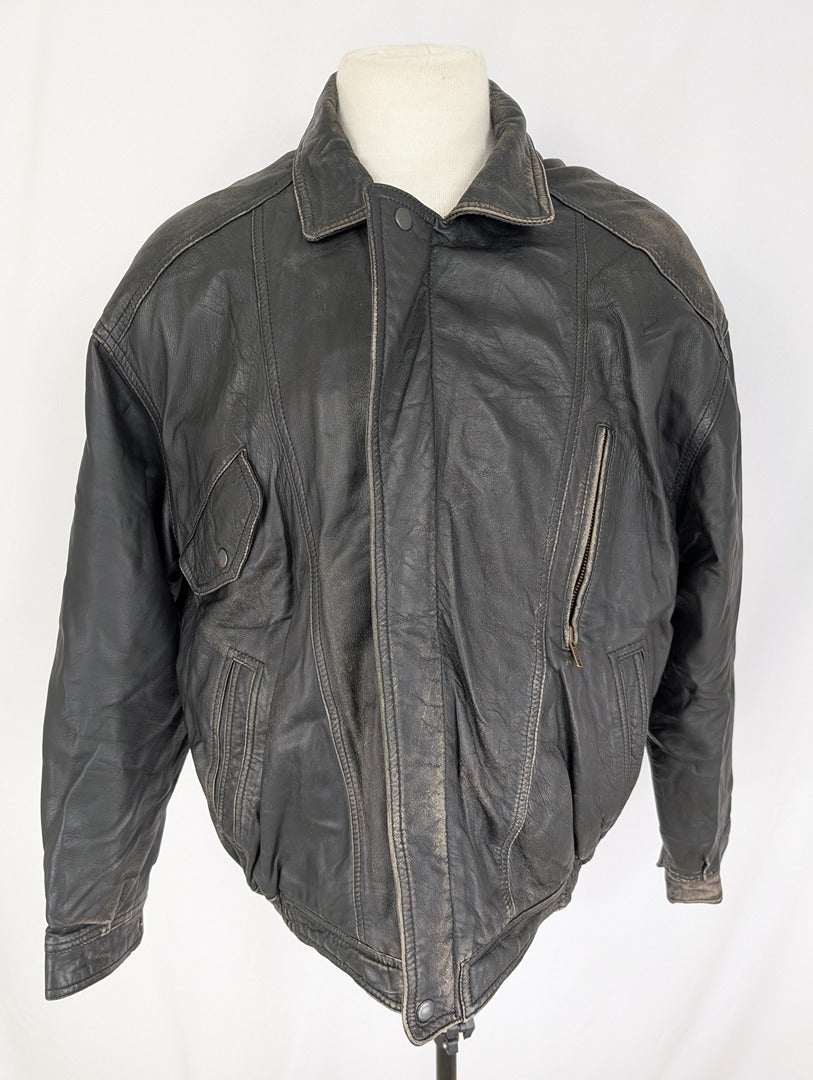 Veste en cuir d'agneau noir