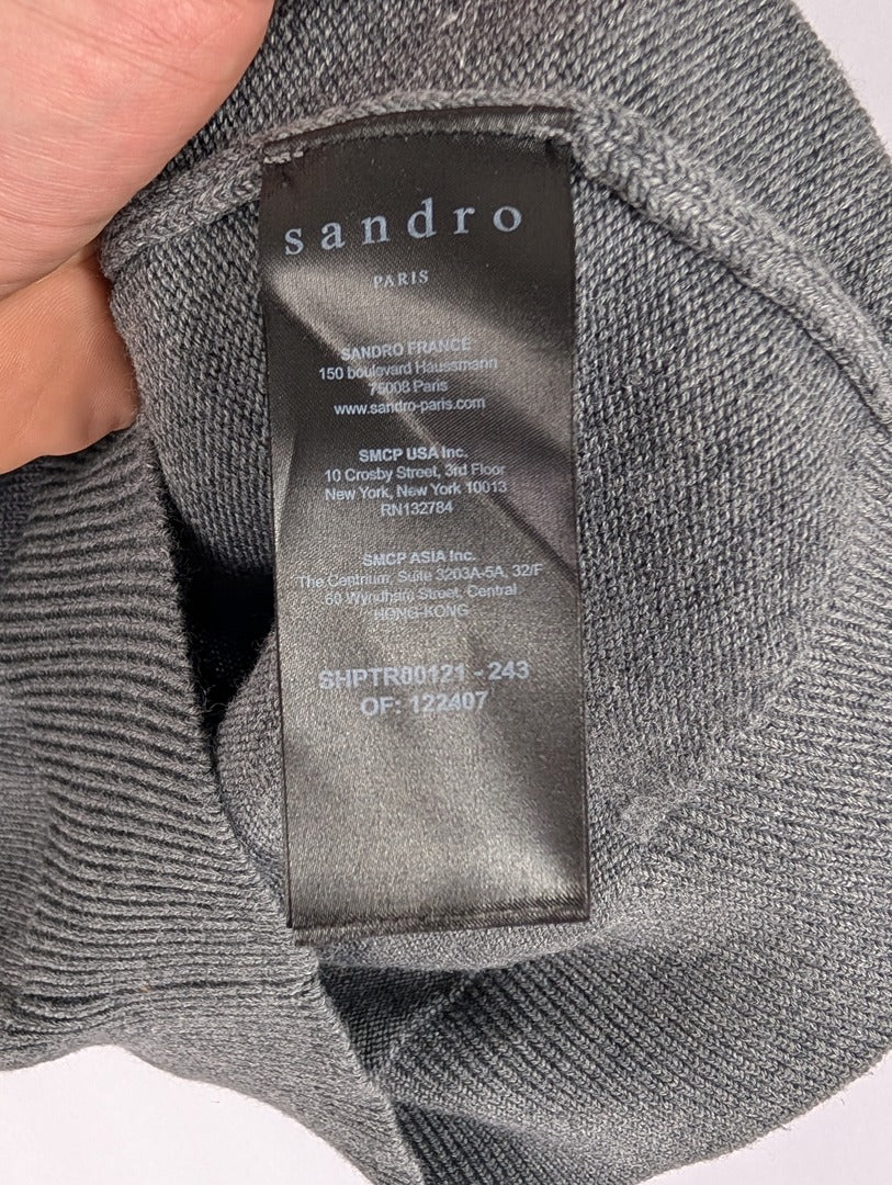 Pull gris Sandro Paris motif ours taille M