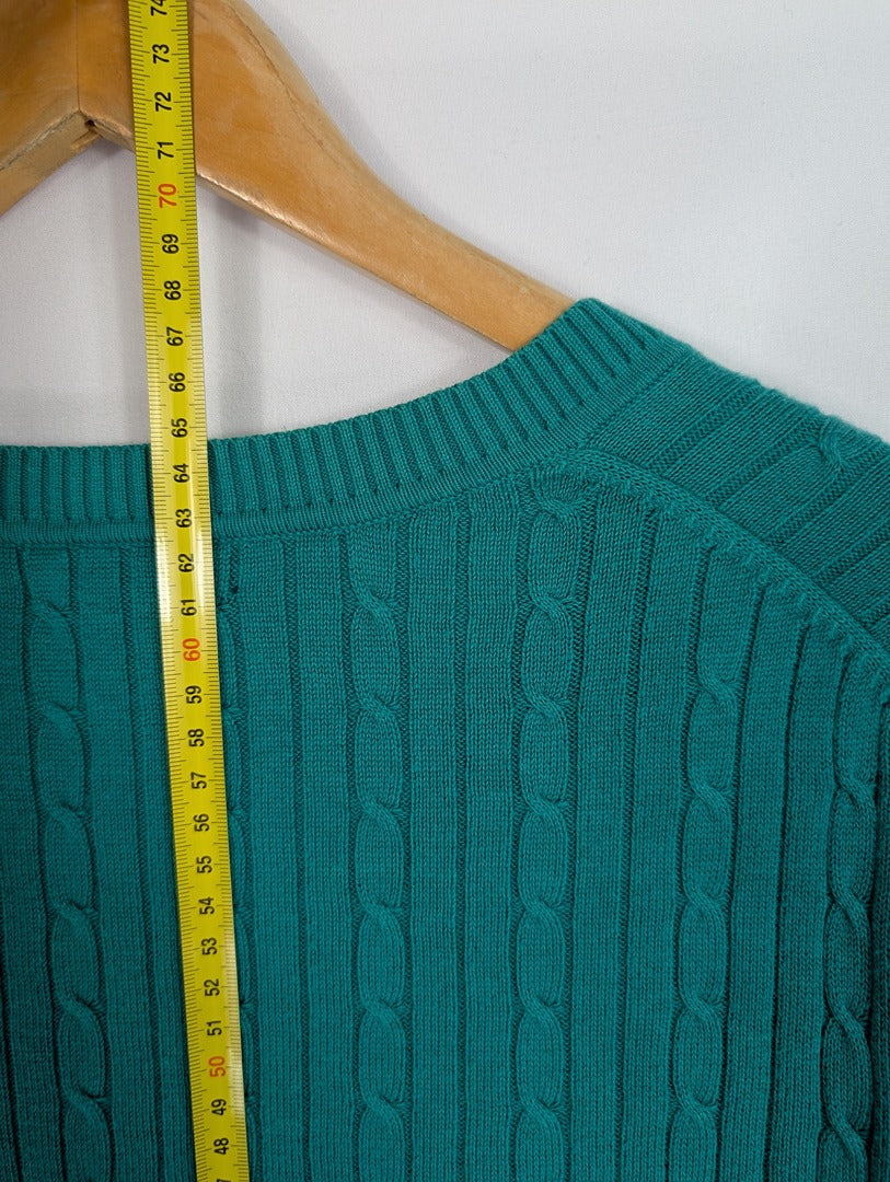 Pull vert côtelé Tommy Hilfiger coton L